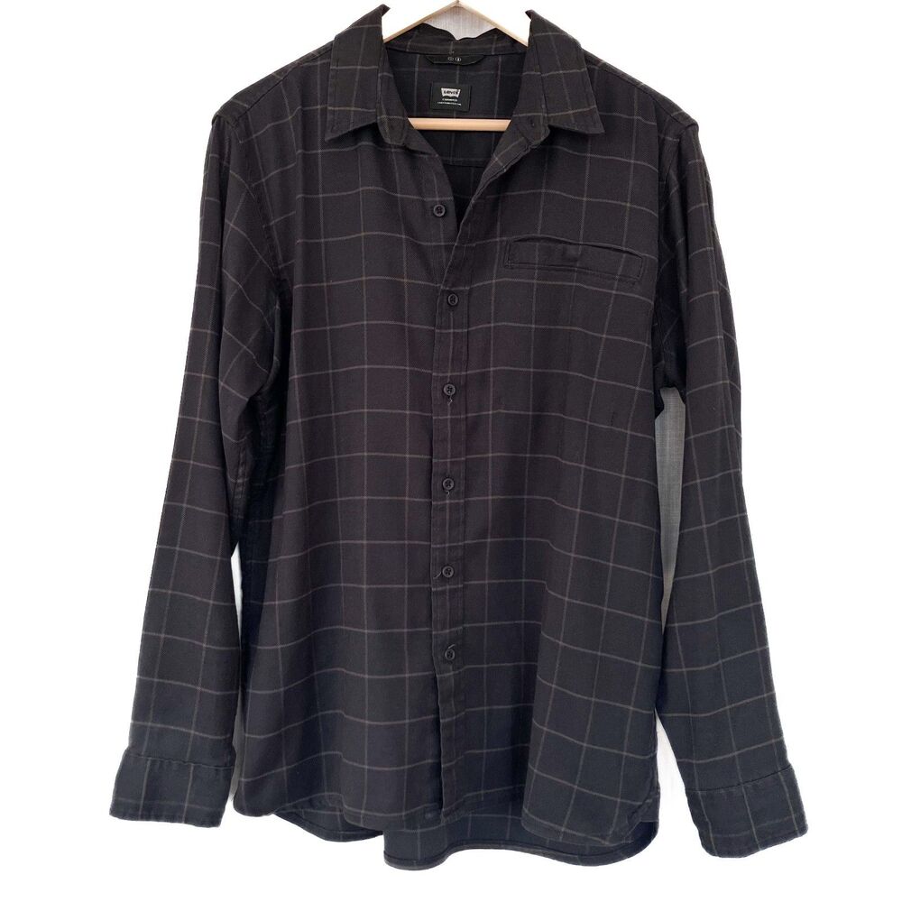 Levi's Commuter Black and Tan Windowpane Button Up